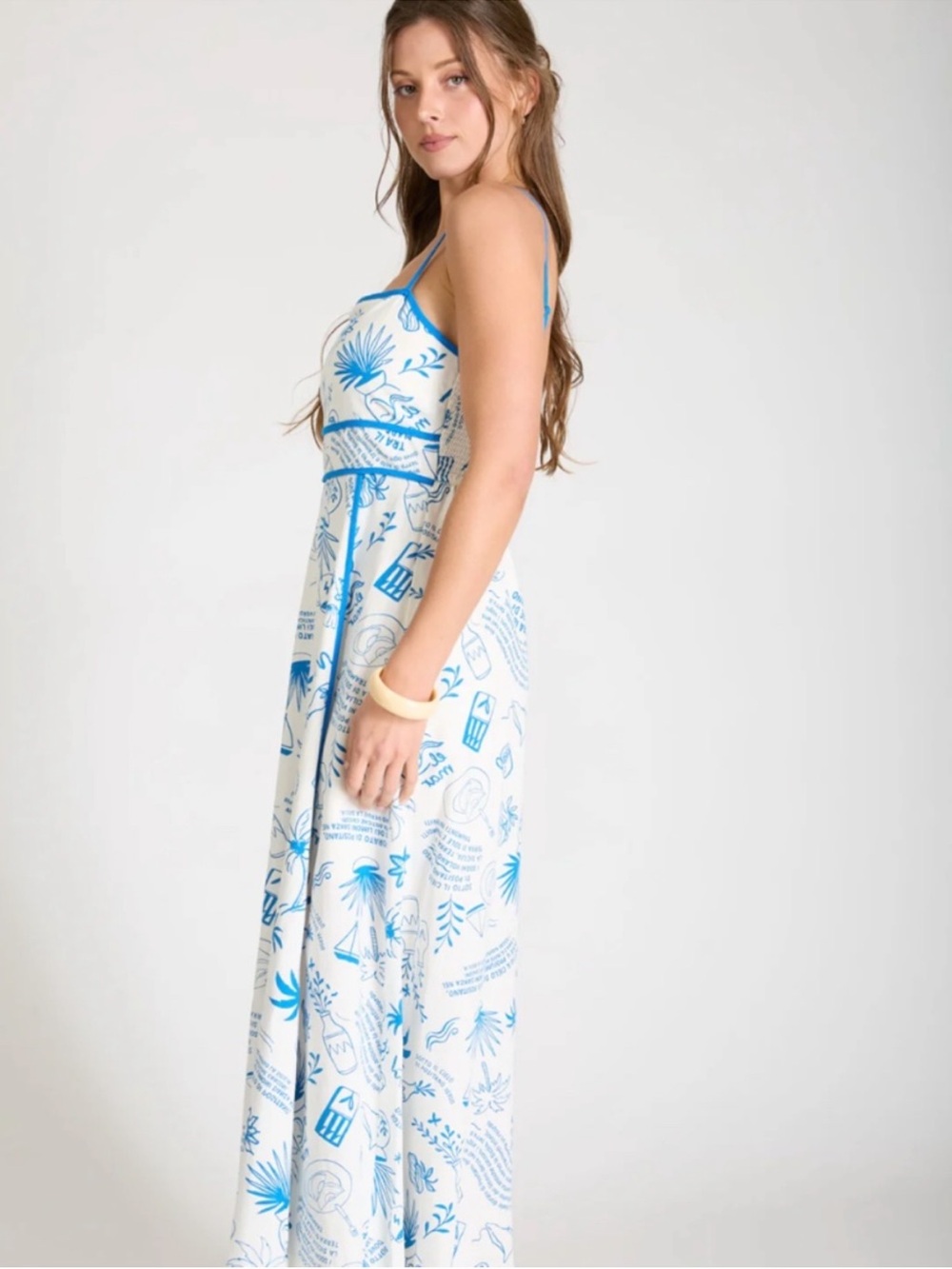 NWT Blu Pepper Blue & White Positano Coastal Print Maxi Dress – Small - Picture 4 of 6